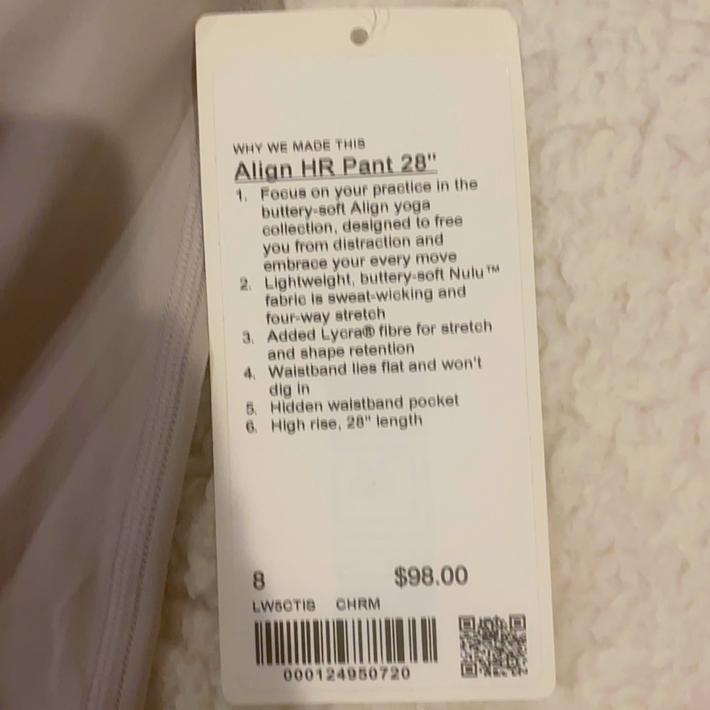 LULULEMON align pant 28” size 8 Brand new:)